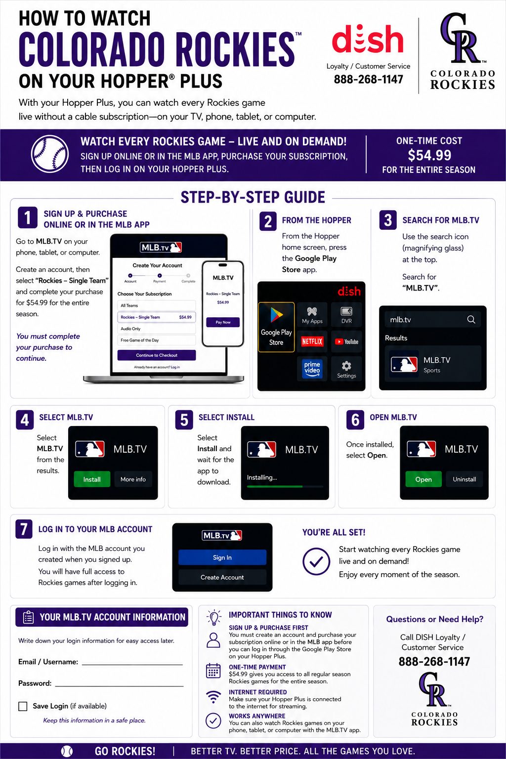 How to watch Colorado Rockies on your Hopper Plus — step by step guide.